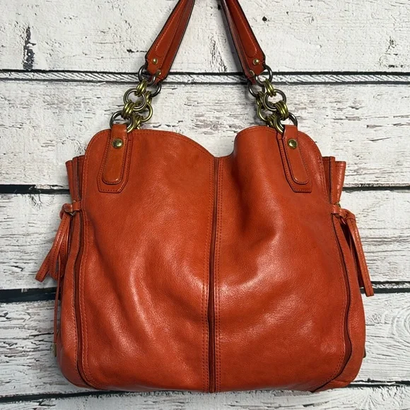 Coach Flagship Chelsea Curry Orange Leather Shoulder Bag - Picture 4 of 16